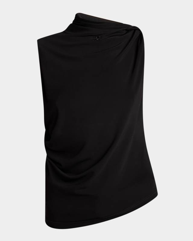Twisted High-Neck Scuba Knit Tnak Top